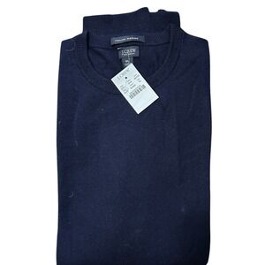 J Crew NWT Italian Merino Wool Crew Neck Sweater Navy Mens Sz XL